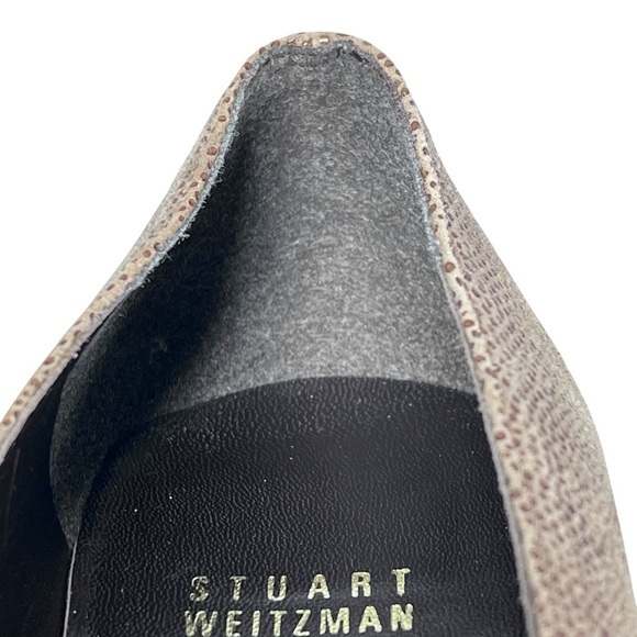 STUART WEITZMAN The Tube Textured Brown Napa Gold Buckle Square Toe Pumps Sz 7.5 - Picture 8 of 16